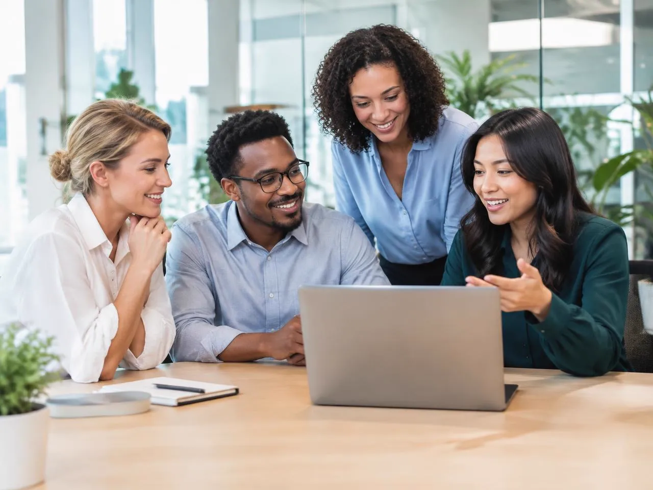 Team of professionals collaborating in a bright modern office
