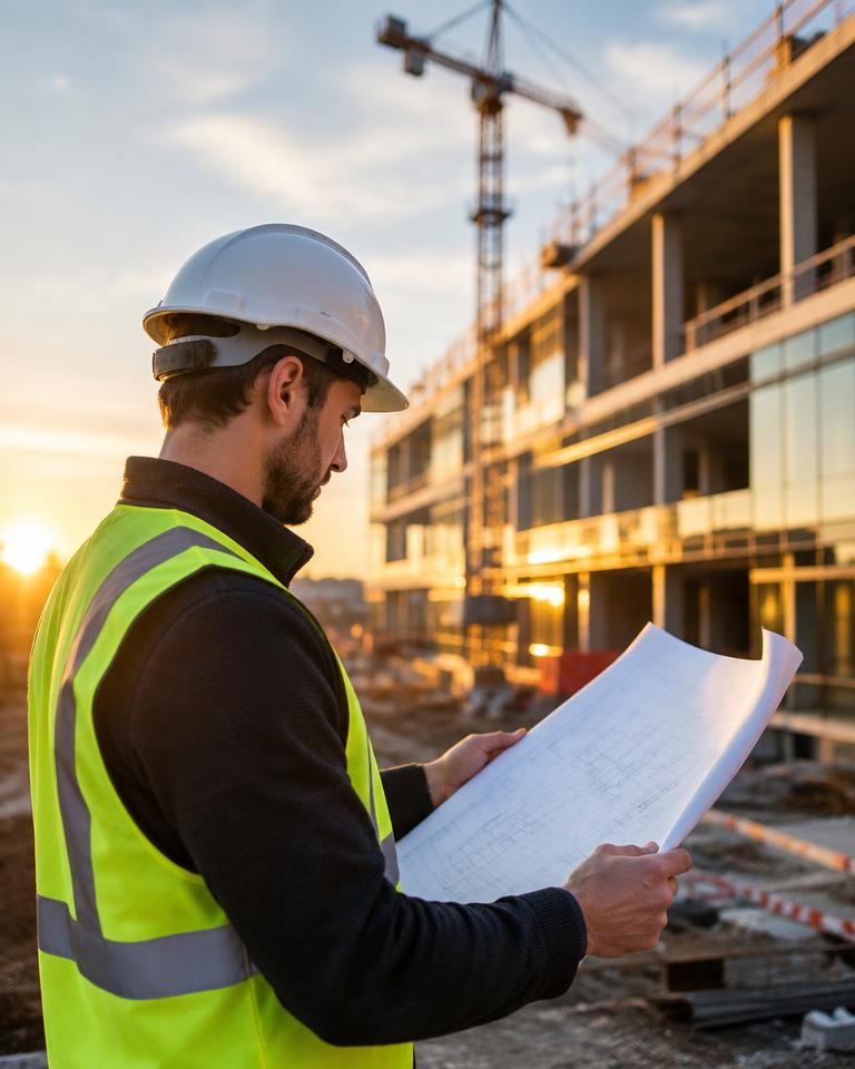 Construction professionals at work